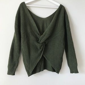 Low twist back olive green sweater